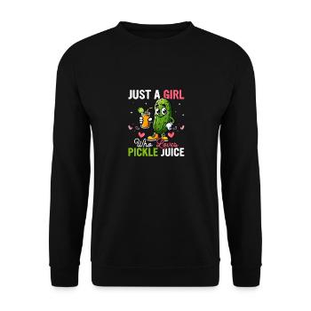 Just A Girl Who Loves Pickle Juice Cucumber Vegan - Unisex Pullover - Schwarz - Vorne - Alina (178cm) & Michal (187cm)
