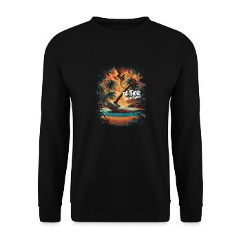 Fa-Thor Chillout Vibes – Entspannen wie ein Gott - Unisex Pullover - Schwarz - Vorne - Alina (178cm) & Michal (187cm)