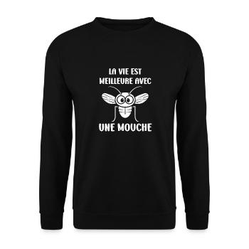 Insect Quote Fly Humor - Unisex Sweatshirt - black - Front - Alina (178cm) & Michal (187cm)