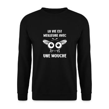 Insect Quote Fly Humor - Unisex Sweatshirt - black - Front - Alina (178cm) & Michal (187cm)