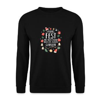 Wein Glühwein Bescherung Weihnachts - Unisex Pullover - Schwarz - Vorne - Alina (178cm) & Michal (187cm)