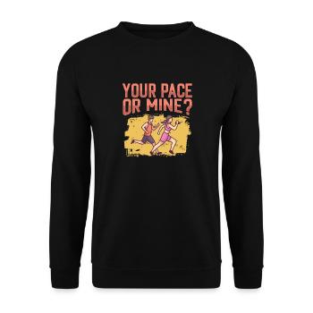 Jogging Your Pace Or Mine Running - Unisex Sweatshirt - black - Front - Alina (178cm) & Michal (187cm)