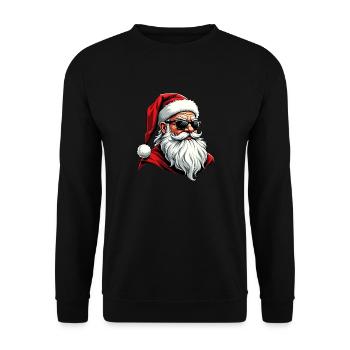 Weihnachtsmann Gesicht Sonnenbrille mit Hut Bart Weihnachten - Unisex Pullover - Schwarz - Vorne - Alina (178cm) & Michal (187cm)