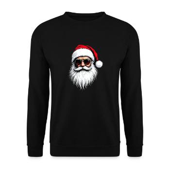 Visage de Père Noël avec lunettes de soleil et chapeau : Ambiance des Fêtes - Sweat-shirt Unisexe - noir - Devant - Alina (178cm) & Michal (187cm)