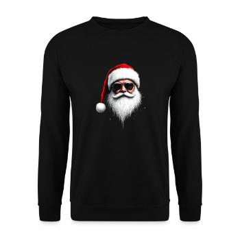 Weihnachtsmann Gesicht Sonnenbrille mit Hut Bart Weihnachten - Unisex Pullover - Schwarz - Vorne - Alina (178cm) & Michal (187cm)