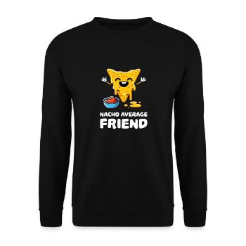 Nacho Average Friend Lustiger Nacho - Unisex Pullover - Schwarz - Vorne - Alina (178cm) & Michal (187cm)