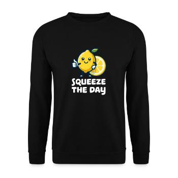 Squeeze the Day Lemon - Unisex Sweatshirt - black - Front - Alina (178cm) & Michal (187cm)