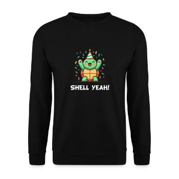 Muschel ja! Celebration Schildkröte - Unisex Pullover - Schwarz - Vorne - Alina (178cm) & Michal (187cm)