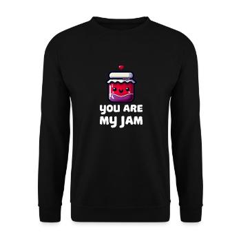 Niedliches "Du bist meine Marmelade"-Wortspiel - Unisex Pullover - Schwarz - Vorne - Alina (178cm) & Michal (187cm)