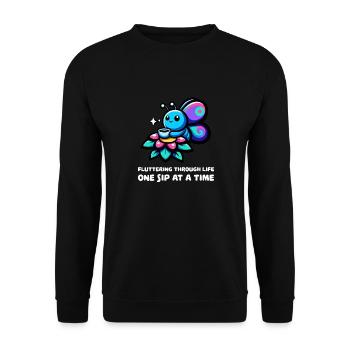 Fluttering Through Life Coffee Butterfly - Unisex Sweatshirt - black - Front - Alina (178cm) & Michal (187cm)