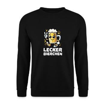 Lecker Bierchen Cartoon - Unisex Pullover - Schwarz - Vorne - Alina (178cm) & Michal (187cm)