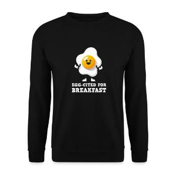 Egg-cited for Breakfast Cute Egg - Unisex Sweatshirt - black - Front - Alina (178cm) & Michal (187cm)