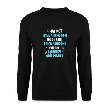 Herrschaft über Wäsche und Geschirr Hausfrau - Unisex Pullover - Schwarz - Vorne - Alina (178cm) & Michal (187cm)
