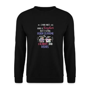 Herrschaft über Wäsche und Geschirr Hausfrau - Unisex Pullover - Schwarz - Vorne - Alina (178cm) & Michal (187cm)