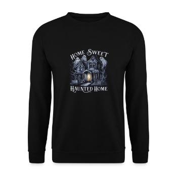 Home Sweet Haunted Home - Spooky Haunted House - Unisex Sweatshirt - black - Front - Alina (178cm) & Michal (187cm)