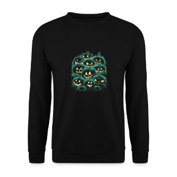 Glowing Pumpkin Parade – Halloween Pumpkin Design - Unisex Sweatshirt - black - Front - Alina (178cm) & Michal (187cm)