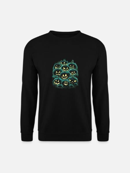 Leuchtende Kürbis-Parade – Halloween Kürbisdesign - Unisex Pullover - Schwarz