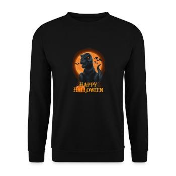 Happy Halloween – Pumpkin and Bat T-REX - Unisex Sweatshirt - black - Front - Alina (178cm) & Michal (187cm)