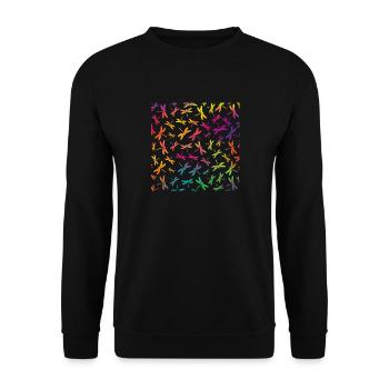 Bunte Libelle Colorful Dragonfly - Unisex Pullover - Schwarz - Vorne - Alina (178cm) & Michal (187cm)