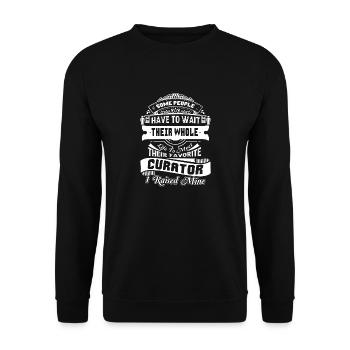 Curator Proud Curator Parent - Unisex Sweatshirt - black - Front - Alina (178cm) & Michal (187cm)