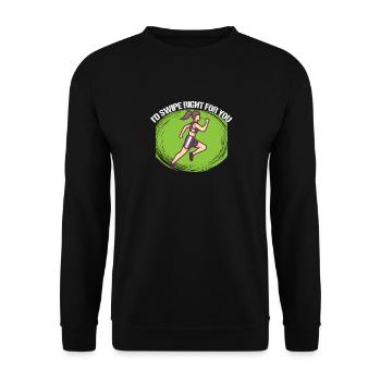 Marathon I'd Swipe Right For You Running - Unisex Sweatshirt - black - Front - Alina (178cm) & Michal (187cm)