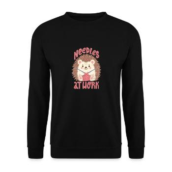 Needles at work - Unisex Sweatshirt - black - Front - Alina (178cm) & Michal (187cm)