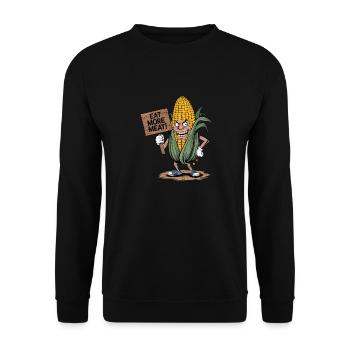 Eat More Meat Mais Maiskolben für einen Mais Fan - Unisex Pullover - Schwarz - Vorne - Alina (178cm) & Michal (187cm)