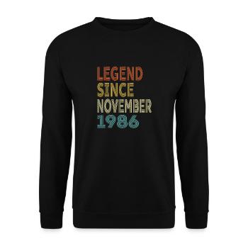 Vintage Legend Since November 1986, 38th birthday - Unisex Sweatshirt - black - Front - Alina (178cm) & Michal (187cm)