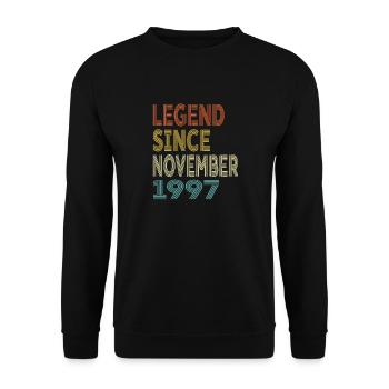 Vintage Legend Since November 1997, 27th birthday - Unisex Sweatshirt - black - Front - Alina (178cm) & Michal (187cm)