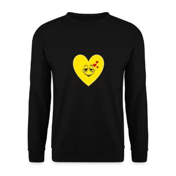 Smiley Heart Happiness Happy Joy Love - Unisex Sweatshirt - black - Front - Alina (178cm) & Michal (187cm)