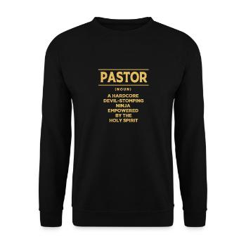 Pfarrer - Unisex Pullover - Schwarz - Vorne - Alina (178cm) & Michal (187cm)