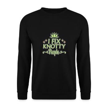 I Fix Knotty People - Unisex Pullover - Schwarz - Vorne - Alina (178cm) & Michal (187cm)