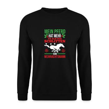 Père Noël Noël équitation cavalier chevaux - Sweat-shirt Unisexe - noir - Devant - Alina (178cm) & Michal (187cm)