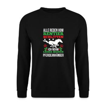 Weihnachtsmann Weihnachten Reiten Reiterin Pferde - Unisex Pullover - Schwarz - Vorne - Alina (178cm) & Michal (187cm)