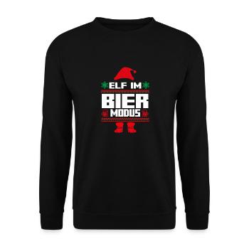 Weihnachtself Weihnachten Weihnachtsmann Bier Elf - Unisex Pullover - Schwarz - Vorne - Alina (178cm) & Michal (187cm)