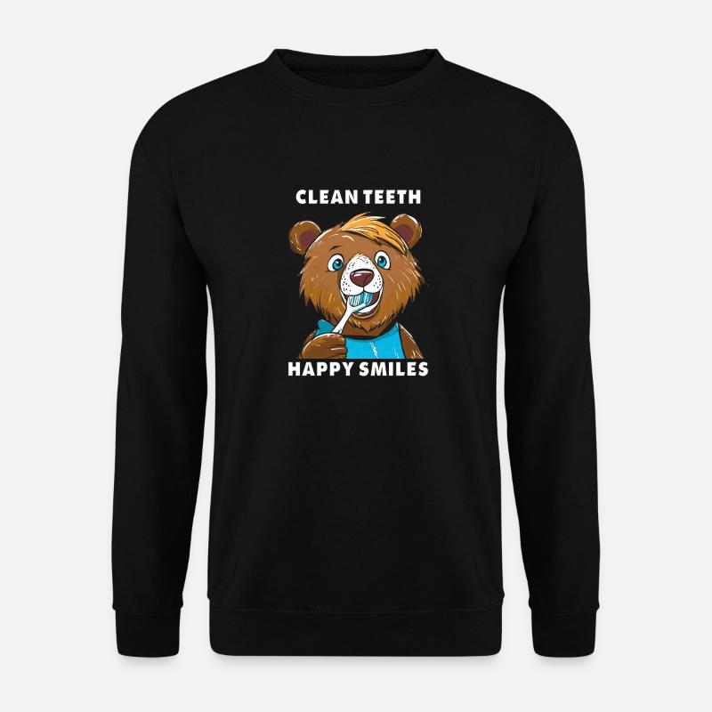 BEAR CLEAN TEETH, HAPPY SMILES - Unisex Sweatshirt - black
