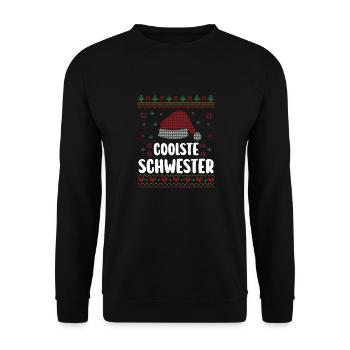 Weihnachten Weihnachtsmann Coolste Schwester - Unisex Pullover - Schwarz - Vorne - Alina (178cm) & Michal (187cm)