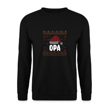 Weihnachten Weihnachtsmann Opa - Unisex Pullover - Schwarz - Vorne - Alina (178cm) & Michal (187cm)