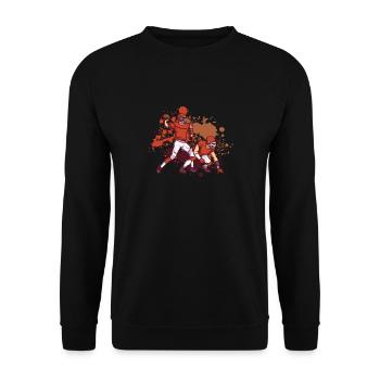 Rugby Fußballer Farbe Splash Fußball - Unisex Pullover - Schwarz - Vorne - Alina (178cm) & Michal (187cm)