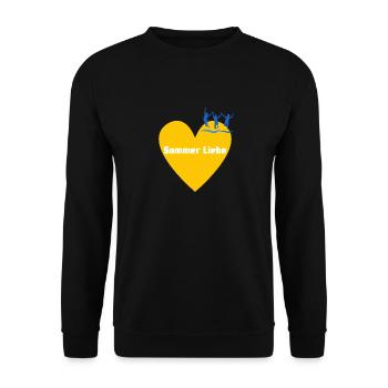 Herz Design Sommer Liebe von Gregor Jell - Unisex Pullover - Schwarz - Vorne - Alina (178cm) & Michal (187cm)