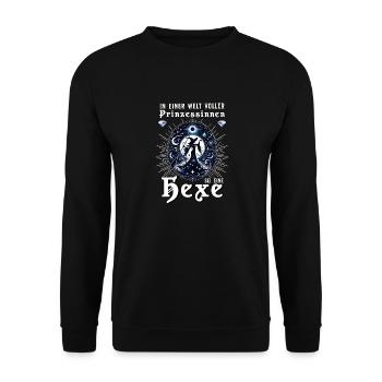 In einer Welt voller Prinzessinnen sei eine Hexe - Unisex Pullover - Schwarz - Vorne - Alina (178cm) & Michal (187cm)