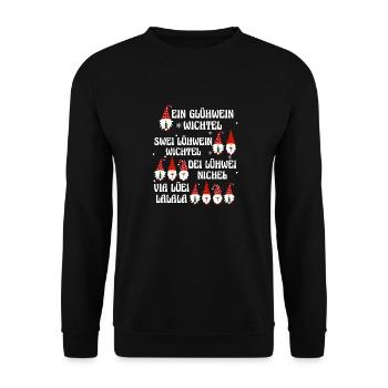 Glühwein Weihnachtsmann Gnome Weihnachts - Unisex Pullover - Schwarz - Vorne - Alina (178cm) & Michal (187cm)