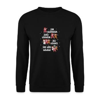 Glühwein Weihnachtsmann Gnome Weihnachts - Unisex Pullover - Schwarz - Vorne - Alina (178cm) & Michal (187cm)