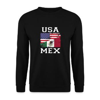 Mexiko Mexico Mexikaner Geschenk Flagge Fußball - Unisex Pullover - Schwarz - Vorne - Alina (178cm) & Michal (187cm)