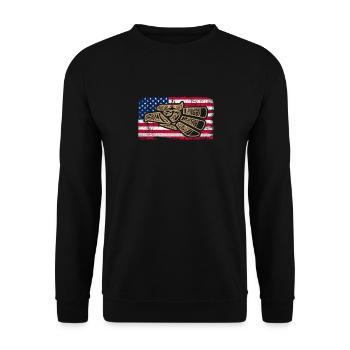 Mexiko Mexico Mexikaner Geschenk Flagge Fußball - Unisex Pullover - Schwarz - Vorne - Alina (178cm) & Michal (187cm)
