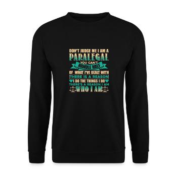 Paralegal Don't Judge Paralegal - Unisex Sweatshirt - black - Front - Alina (178cm) & Michal (187cm)