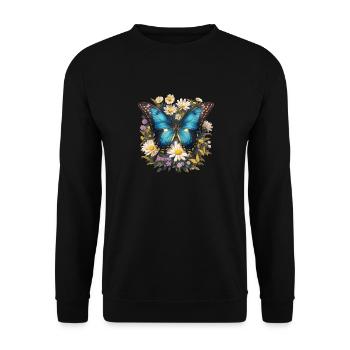 Butterfly Butterflies Butterfly - Unisex Sweatshirt - black - Front - Alina (178cm) & Michal (187cm)
