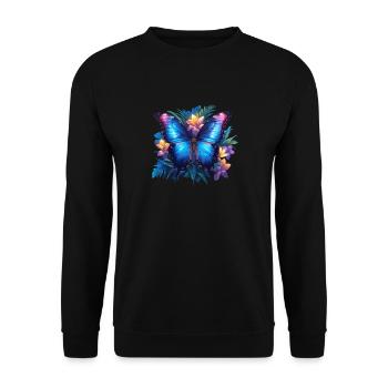 Butterfly Butterflies Butterfly - Unisex Sweatshirt - black - Front - Alina (178cm) & Michal (187cm)