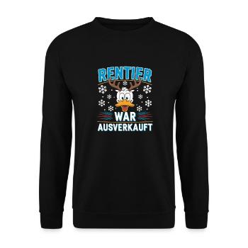Lustiger Ente Weihnachten Rentier War Ausverkauft - Unisex Pullover - Schwarz - Vorne - Alina (178cm) & Michal (187cm)