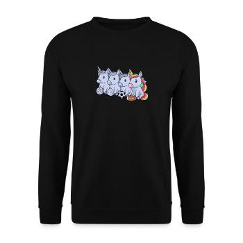 Sport Rugby Fußballer Einhorn Fußball - Unisex Pullover - Schwarz - Vorne - Alina (178cm) & Michal (187cm)